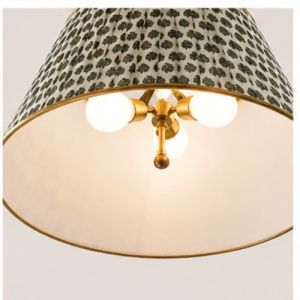 Elegant Brass Semi-Flush Ceiling Light with Patterned Fabric Shade