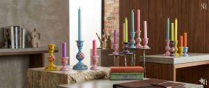 Hand-Painted Floral Mango Wood Candle Holder