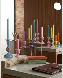Hand-Painted Floral Mango Wood Candle Holder