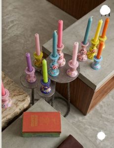 Hand-Painted Floral Mango Wood Candle Holder