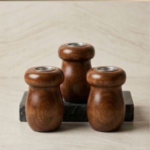 The Artisan Walnut-Tone Wooden Candle Holder