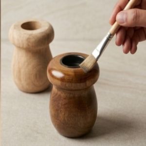 The Artisan Walnut-Tone Wooden Candle Holder