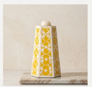 The Saffron Mosaic Bone Inlay Pillar Candle Holder