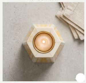 The Saffron Mosaic Bone Inlay Pillar Candle Holder