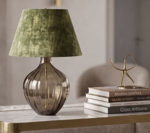 Verdant Ribbed Glass Artisan Lamp