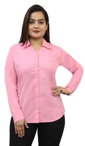 Ladies Pink Cotton Formal Shirt