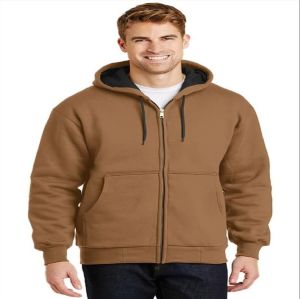 Mens Brown Fleece Zipper Hoodies