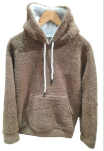Mens Brown Fur Woolen Hoodie