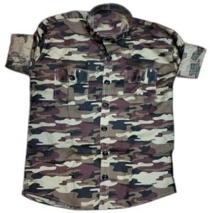 Mens Full Sleeve Camouflage Printed Shirt