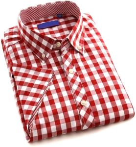 Mens Red Cotton Check Shirt