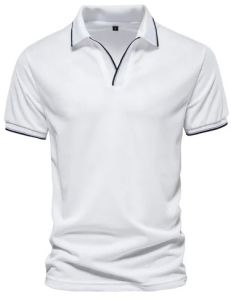 Mens White Cotton Polo T-Shirt