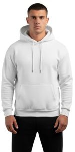 Mens White Plain Fleece Hoodie