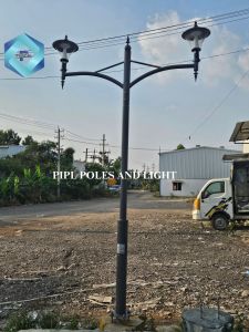 Modern Double Arm Gate Light Pole
