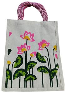 Jute Floral Shopping Bags