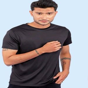 Mens Dot Knit Black Round Neck T-Shirt