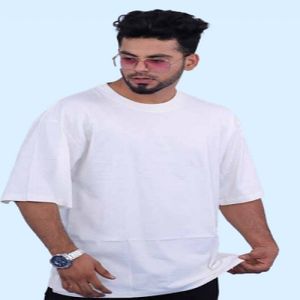 Mens White Cotton Bio Washed Round Neck T-Shirt