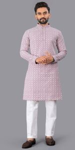 Men\'S Chikenkari Kurta Pajama Set