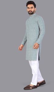 Men\'S Chikenkari Kurta Pajama Set