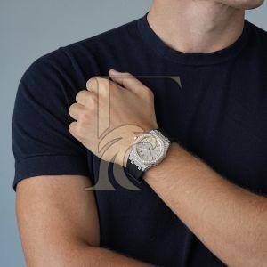 14K Rose Gold Moissanite Iced Out Silicone Band Watch