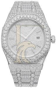 14K White Gold Bust Down Moissanite Watch