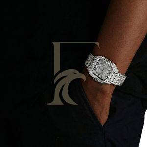 14K White Gold Mens VVS Moissanite Watch