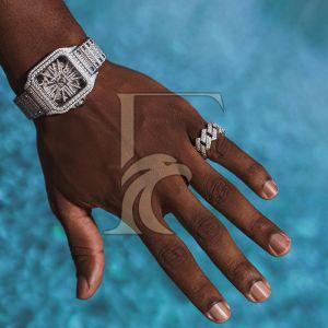14K White Gold Moissanite Skeleton Watch