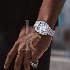 14K White Gold Moissanite Skeleton Watch