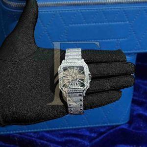 14K White Gold Moissanite Skeleton Watch