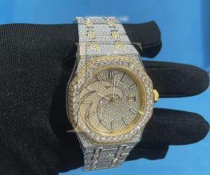 14K Yellow Gold  Bust Down Moissanite Watch