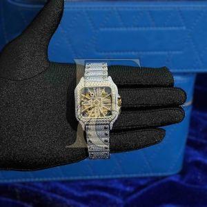 14K Yellow Gold Moissanite Skeleton Watch