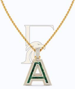 Double Layered Halo Gemstone Alphabet Diamond Pendant
