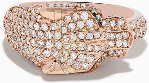 Signature 14k Rose Gold Emerald Diamond Panther Ring