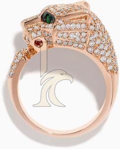 Signature 14k Rose Gold Emerald Diamond Panther Ring