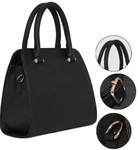 Ladies Structured Satchel Handbag with Detachable Strap