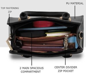 Ladies Structured Satchel Handbag with Detachable Strap