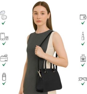 Ladies Structured Satchel Handbag with Detachable Strap