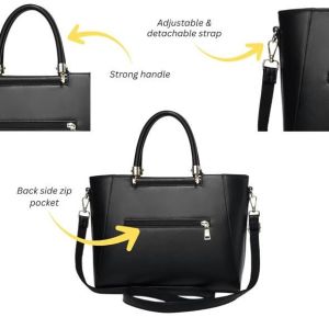 Ladies Structured Tote Handbag with Dual Handles &AMP; Detachable Sling Strap
