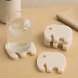 Marble Elephant Shape Coaster Set