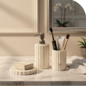 Round Marble Bathroom Set