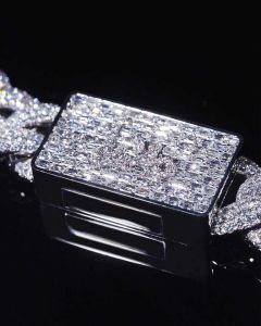 925 Sterling Silver Baguette Cut Cuban Chain