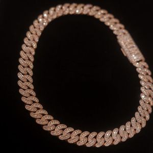 925 Sterling Silver Moissanite Diamond Cuban Chain
