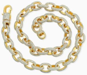925 Sterling Silver Moissanite Diamond Studded Large Cuban Link Chain