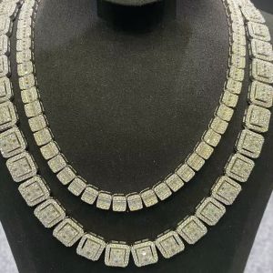 925 Sterling Silver Round Brilliant Cut Moissanite Diamond Cuban Chain