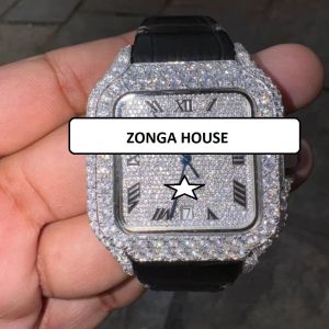 Square Stainless Steel Cut Moissanite Diamond Hip Hop Watch