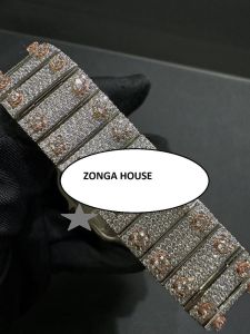 Unisex Luxury Stainless Steel Analog Iced Moissanite Watch