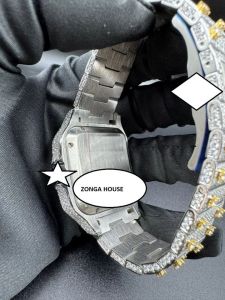 Unisex Stainless Steel Analog Iced Out Moissanite Watch