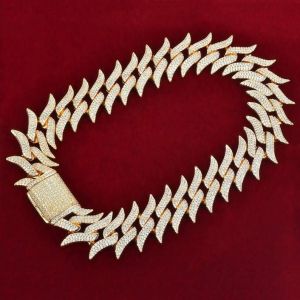 VVS Diamond 925 Yellow Gold Plated Moissanite Studded Chain