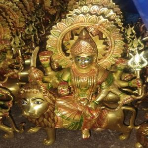 Brass Multicolour Durga Maa Statue