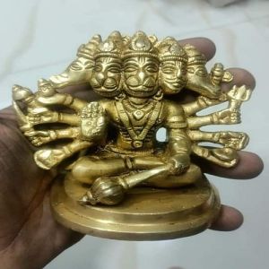 Brass Sitting Panchmukhi Hanuman Ji Statue