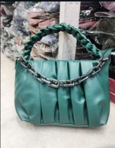 Green Ruched Handbag